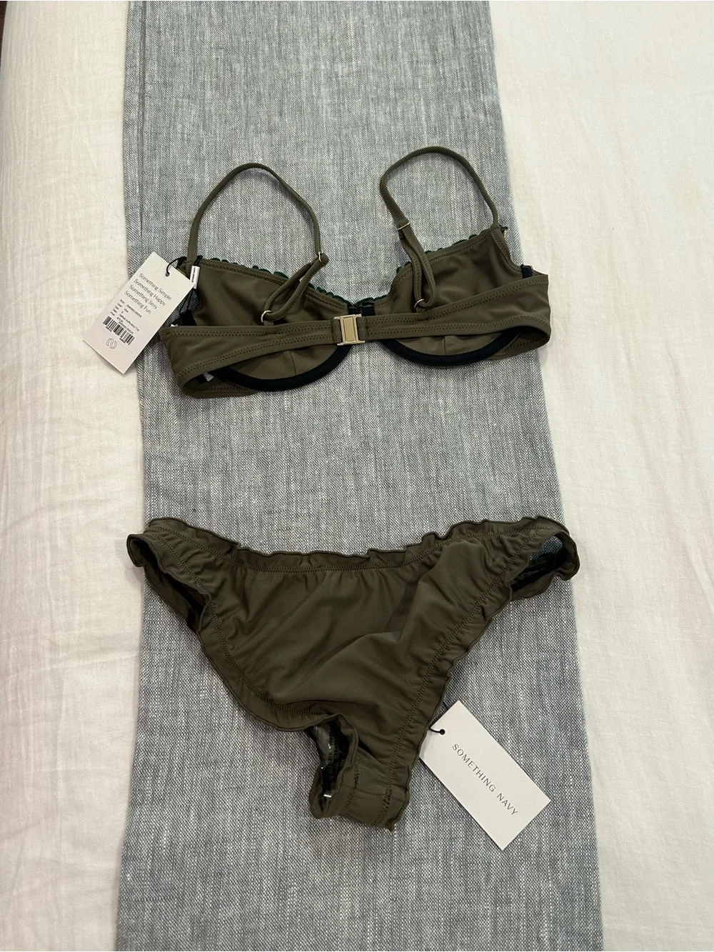 Something Navy Olive Ruffle Underwire Bikini Set